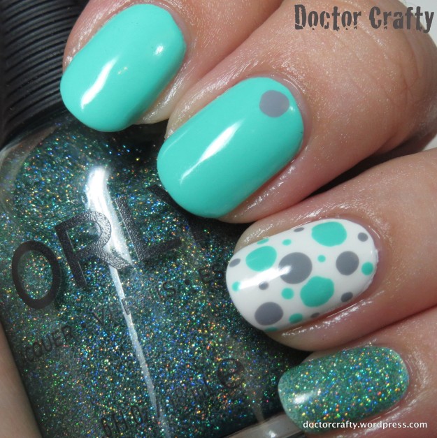Teal & grey dotted skittlette